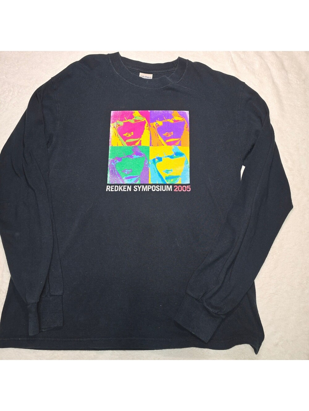 Vintage Redken Symposium 2005 Pop Art Graphic Long Sleeve Shirt Black Medium Y2K